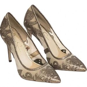 Jessica Simpson Gold and Silver Heels